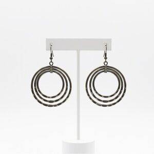 ⚜️3 for $30⚜️ Hammered Bronze Tone Circle Hoops Fishhook Pierced Earrings